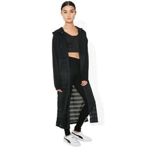 NWOT PUMA Cardigan Jacket Sweatshirt M Hoodie Black 1/2Mesh-Sheer-Strip Slit Zip